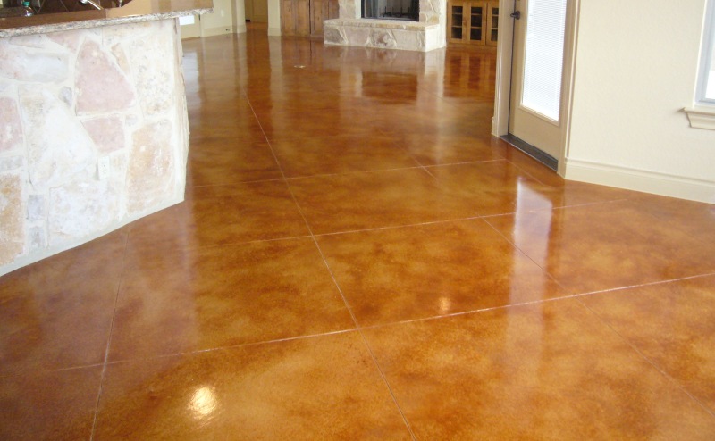 acid stained basement floor